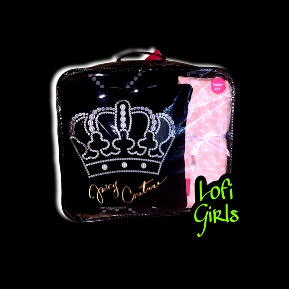 Juicy Couture Gothic Crown Argyle Black Silver Crown Pink Jacquard 8 pc Bed Set - Picture 6 of 11